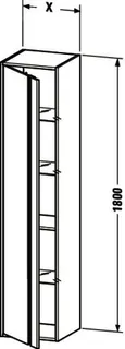 Duravit Hochschrank Ketho 360x500x1800mm 1 Tür, TA links, graphit matt – Bild 4