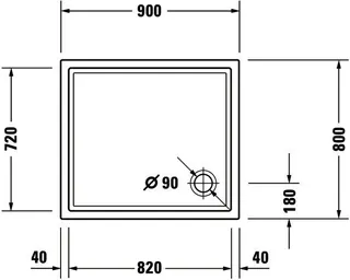Duravit Starck Slimline Duschwanne R.Ek 900x800x45 mm Wß S.acr. Antislip – Bild 5