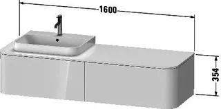Duravit WTU HappyD2+ wandh.,354x1600x550mm 2Auszüge, BP r., weiß hochglanz f.ASB – Bild 2