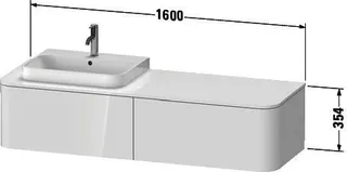 Duravit WTU HappyD2+ wandh.,354x1600x550mm 2Auszüge, BP r., weiß hochglanz f.ASB – Bild 3
