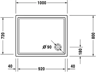 Duravit Starck Slimline Duschwanne, Rechteckig, 1000x800x50 mm, Weiß, Sanitä – Bild 4