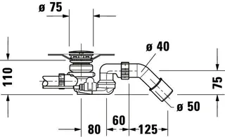Duravit Ab- u.Überlaufgarnitur m.Bodenzulauf für freist.Wannen, chrom – Bild 4