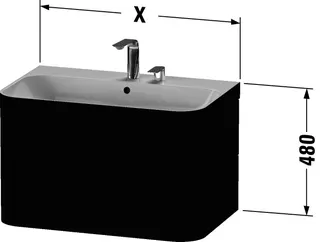 Duravit Waschtischunterbau m. Happy D.2 Plus 1 HL, 480x775x490mm, graphit supermatt – Bild 5