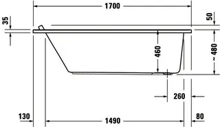 Duravit Starck Badewanne 1700x750 Einbau Rückenschr.1 Variabel, Weiß – Bild 2
