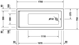 Duravit Starck Badewanne 1700x750 Einbau Rückenschr.1 Variabel, Weiß – Bild 3