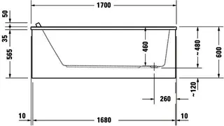 Duravit Starck Badewanne 1700x750 Einbau Rückenschr.1 Variabel, Weiß – Bild 4
