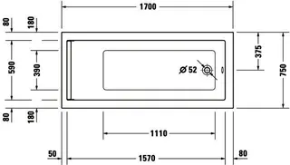Duravit Starck Badewanne 1700x750 Einbau Rückenschr.1 Variabel, Weiß – Bild 5