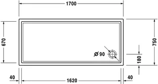 Duravit Starck Slimline Duschwanne, Rechteckig, 1700x750x60 mm, Weiß, Sanitä – Bild 2