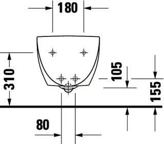 Duravit Wand-Bidet Architec 580 mm m.ÜL, m.HLB, 1 HL, Durafix, weiß – Bild 2