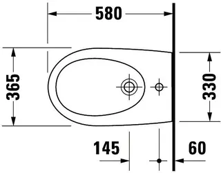 Duravit Wand-Bidet Architec 580 mm m.ÜL, m.HLB, 1 HL, Durafix, weiß – Bild 3