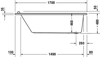 Duravit Starck Badewanne 1700x900 Einbau Rückenschr.1 Variabel, Weiß – Bild 4