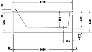Duravit Starck Badewanne 1700x900 Einbau Rückenschr.1 Variabel, Weiß – Bild 5