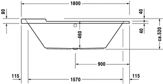 Duravit Starck Whirlw. 1800x800mm,Einbau,oval Acryl, 2 Rückens.,Combi E, Weiß – Bild 3