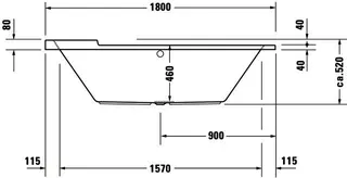 Duravit Starck Whirlw. 1800x800mm,Einbau,oval Acryl, 2 Rückens.,Combi E, Weiß – Bild 5