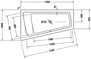 Duravit Whirlwanne Paiova 1700x1000mm, weiß Einbauversion,Ecke li.Air-System – Bild 5
