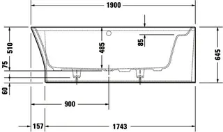 Duravit Cape Cod Badewanne Halbru.1900x900 Ecke R Nahtl.Verkl.,inkl.Fußg.,Weiß Matt – Bild 3
