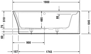 Duravit Cape Cod Badewanne Halbru.1900x900 Ecke R Nahtl.Verkl.,inkl.Fußg.,Weiß Matt – Bild 5