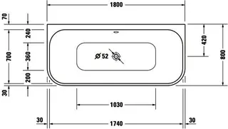 Duravit Happy D.2 Whirlw. 1800x800mm, Vorwand Angef Acryl-VK,Rückens.2,Combi E, Weiß – Bild 2