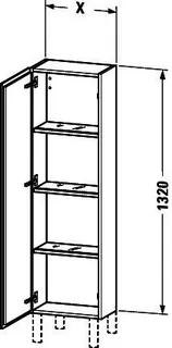 Duravit Halbhochschrank L-Cube 243x400x1320mm 1 Tür, TA li., graphit matt – Bild 5