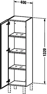 Duravit Halbhochschrank L-Cube 363x400x1320mm 1 Tür, TA li., graphit matt – Bild 3