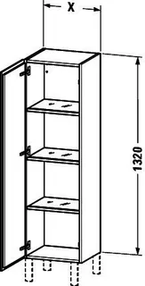 Duravit Halbhochschrank L-Cube 363x400x1320mm 1 Tür, TA li., graphit matt – Bild 2