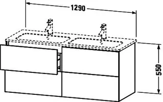 Duravit WTU wandh. L-Cube 481x1290x550mm 4 SchKa, f.233613, eiche dunkel gebü. – Bild 2