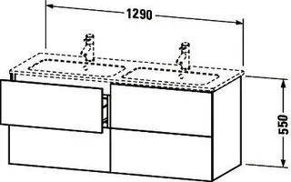 Duravit WTU wandh. L-Cube 481x1290x550mm 4 SchKa, f.233613, eiche dunkel gebü. – Bild 3
