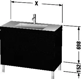 Duravit WTU L-Cube m. Vero Air 698x800x480mm 1 HL, 2 Auszüge, Graphit Matt – Bild 2
