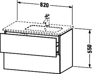 Duravit WTU L-Cube 550x820x481mm,wandhängend 2 SchKa, Becken rechts, Eiche dunkel geb. – Bild 2
