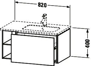Duravit WTU L-Cube 400x820x481mm, wandh. 1 Auszug,Becken rechts, Nussbaum Natur – Bild 2