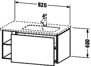 Duravit WTU L-Cube 400x820x481mm, wandh. 1 Auszug,Becken rechts, Nussbaum Natur – Bild 3