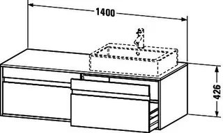 Duravit WTU wandhängend Ketho 550x1400x426mm 2 Auszüge, für 2 ASB, graphit matt – Bild 2