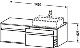 Duravit WTU wandhängend Ketho 550x1400x426mm 2 Auszüge, für 2 ASB, graphit matt – Bild 3