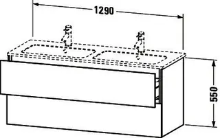 Duravit WTU wandh. L-Cube 481x1290x550mm 2 SchKa, f.233613, basalt matt – Bild 2