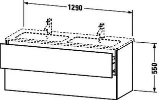 Duravit WTU wandh. L-Cube 481x1290x550mm 2 SchKa, f.233613, basalt matt – Bild 3