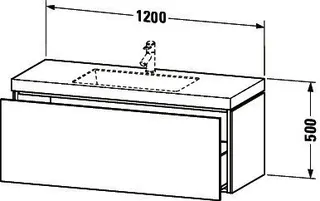 Duravit WTU L-Cube m. Vero Air 500x1200x480mm 1 HL, 1 Auszug, Weiß Hgl – Bild 2