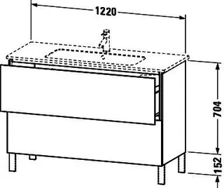 Duravit WTU stehend L-Cube 481x1220x704mm 2 Auszüge, f.233612, weiß matt – Bild 3
