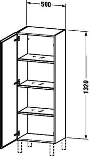 Duravit Halbhochschrank L-Cube 363x500x1320mm 1 Tür, TA li., graphit matt – Bild 3