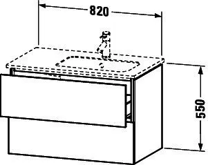 Duravit WTU L-Cube 550x820x481mm,wandhängend 2 SchKa, Becken rechts, Eiche dunkel geb. – Bild 3
