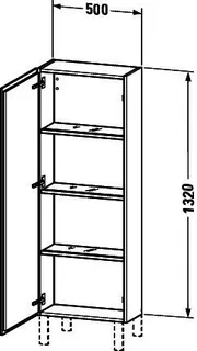 Duravit Halbhochschrank L-Cube 243x500x1320mm 1 Tür, TA li., weiß hochglanz lack – Bild 2