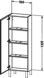 Duravit Halbhochschrank L-Cube 243x500x1320mm 1 Tür, TA li., weiß hochglanz lack – Bild 3