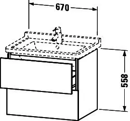 Duravit WTU wandh. L-Cube 469x670x558mm, 2 SchKa, 030470, Weiß Hochglanz – Bild 2