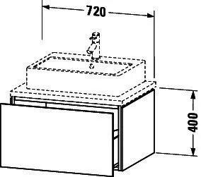 Duravit WTU für Konsole L-Cube 400x720x547mm 1 Auszug, Schwarz Hochglanz – Bild 2