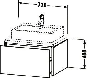 Duravit WTU für Konsole L-Cube 400x720x547mm 1 Auszug, Schwarz Hochglanz – Bild 3