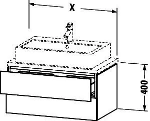 Duravit WTU f.Console Comp.L-Cube 400x620x477 2 Schubkästen, Graphit Supermatt – Bild 2