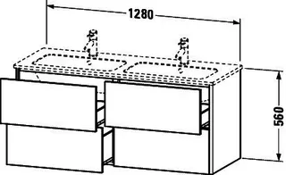 Duravit Waschtisch-Unterbau XSquare, 4 Schubkästen 560x1280x478mm, Taupe – Bild 2