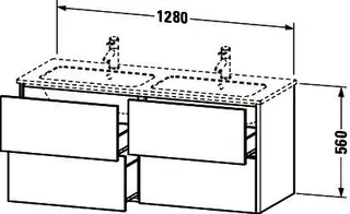 Duravit Waschtisch-Unterbau XSquare, 4 Schubkästen 560x1280x478mm, Taupe – Bild 3
