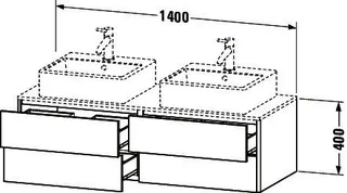 Duravit Waschtisch-Unterbau XSquare,4 Schubk.,wandh. 400x1400x548mm, Basalt Matt – Bild 2