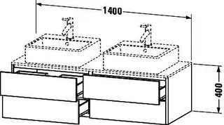 Duravit Waschtisch-Unterbau XSquare,4 Schubk.,wandh. 400x1400x548mm, Basalt Matt – Bild 3