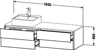 Duravit WTU XSquare, 4 SK, wandh, Becken links 400x1600x548mm, Weiß Matt – Bild 2